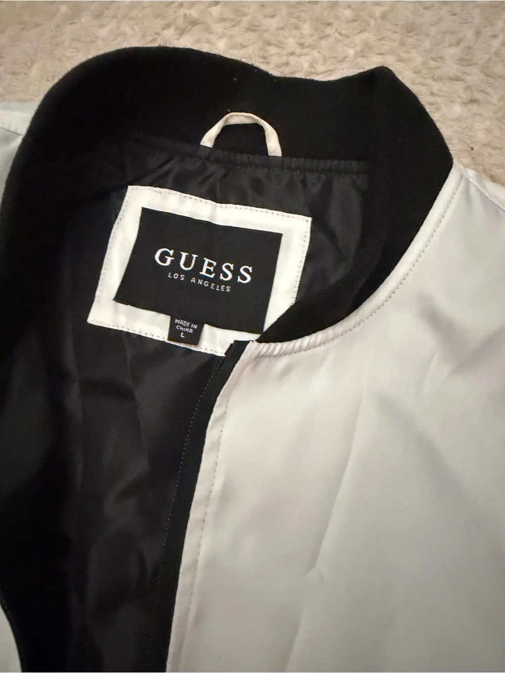GUESS Black & White Colorblock Bomber Jacket